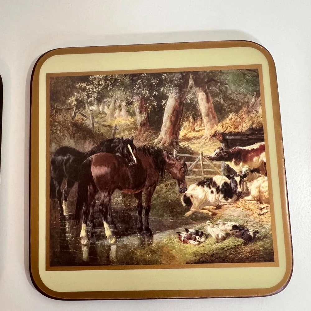 Vintage Pimpernel Coasters, 6pcs, Horses, Beige‎